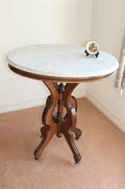 furniture marble top round eastlake table