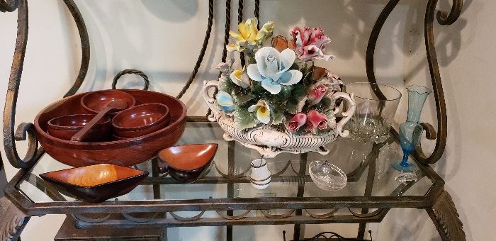 Large Cappo Dimonte floral centerpiece, salad set from the Phillipines.