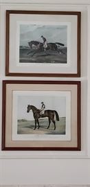 Original old English horse racing lithographs hand painted.