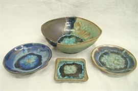 Custom Made Dock 6 Pottery Kerry Brooks Geode Bowl and Plate Set
