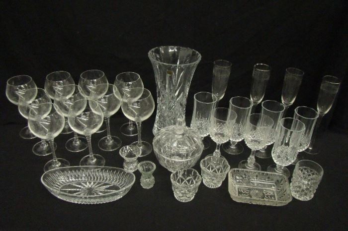 Lot of Cristal d'Argues Etc Glasses Vase
