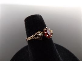 10k Ruby and Pearl Ring Size 5.75