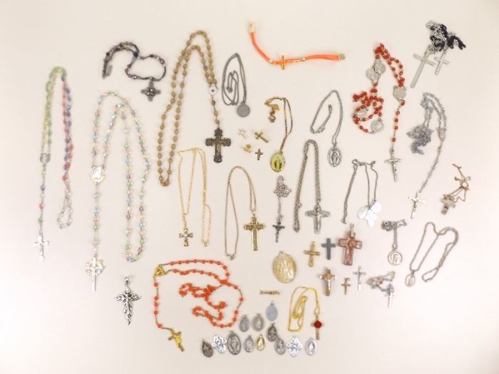 Large Lot of Rosaries and Religious Charms
