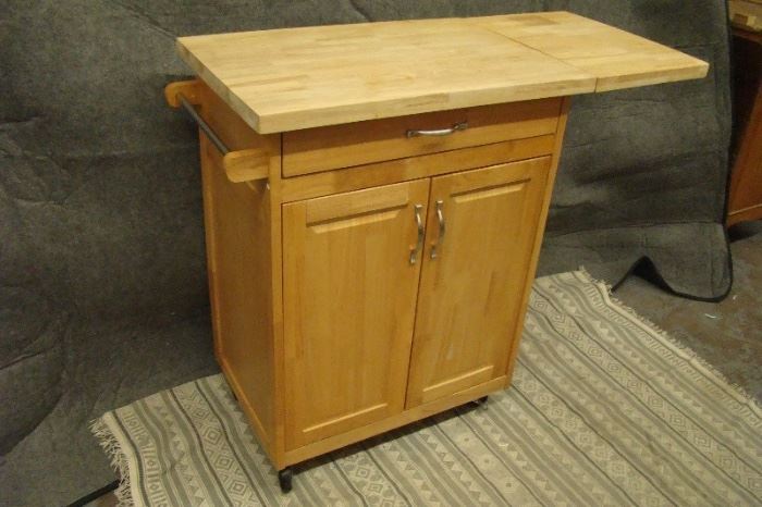 Rolling Kitchen Island Cabinet with Dropleaf
