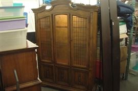 Large Vintage Solid Wood Mid Century Hutch