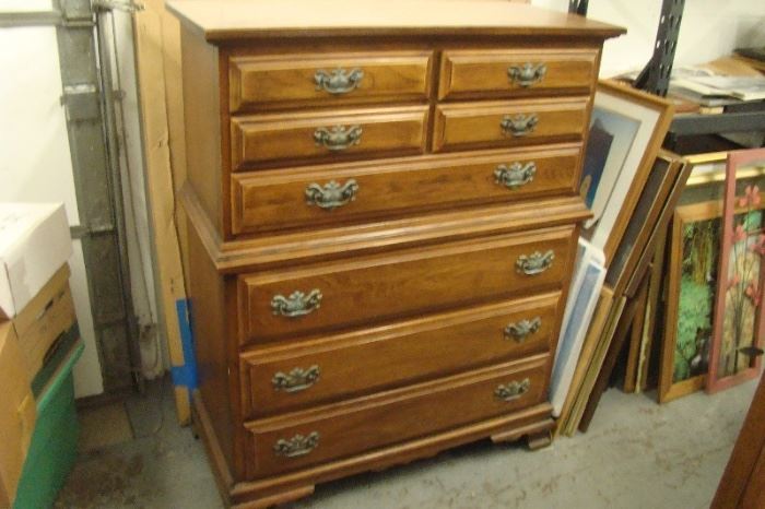 Vintage Solid Wood 8 Drawer Dresser 
