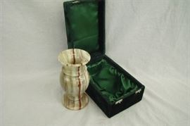 Genuine Solid Onyx Vase with Case