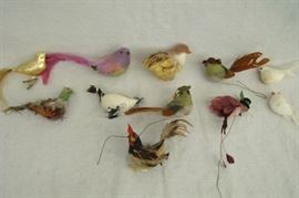 Lot of Vintage Feathered and Glass Bird Ornaments