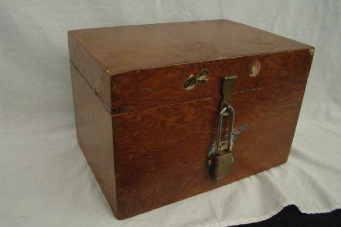 Vintage Wooden Lock Box
