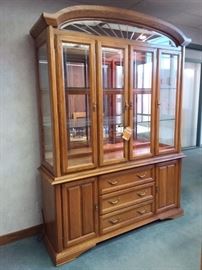 KELLER Solid Wood Lighted China Cabinet