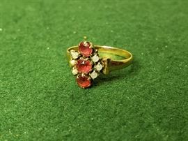 Atq Garnet and Pearl Ring