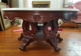 Atq Mahogany and Marble Coffee Table