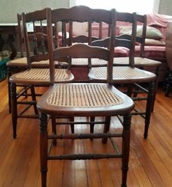 Atq Walnut and Caned Chairs