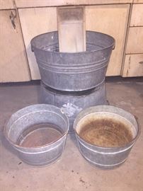 Galvanized Tubs and Washboard