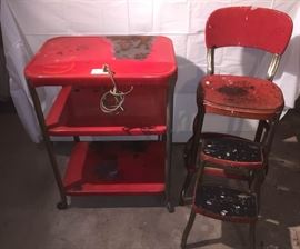 Retro Serving Cart and Cosco Stool