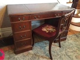 Vtg Desk and Lyre Back Chair