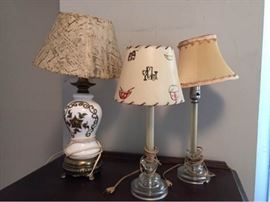 Vtg Lamps w Fiberglass Shades