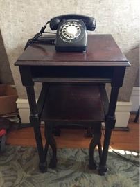Vtg Phone Table and Telephone