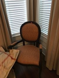 #44	orange fabric round back arm chair 	 $100.00 	