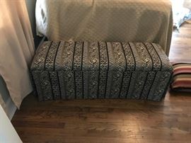 #52	black tan cream stripe pattern storage bench 48x16x16	 $120.00 	