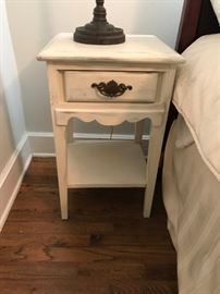 #59	white washed wood  bedside table w 1 drawer and shelf 16x14x26	 $100.00 	