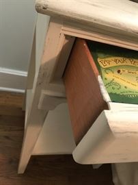 #59	white washed wood  bedside table w 1 drawer and shelf 16x14x26	 $100.00 	