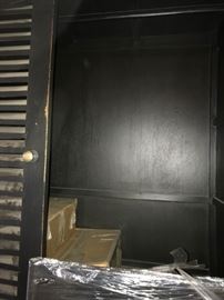 #66	large black painted wood armorie w doors 54x28x88 2 piece	 $120.00 	