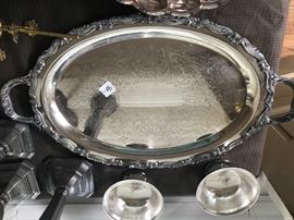 #106	Silverplate Tray 23"L	 $40.00 	