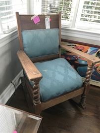#87	Barley twist oak rocker	 $125.00 	