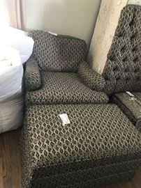 #51 black/gold pattern club chair $120.00 #78 black gold storage bench 37x23x16 $100.00