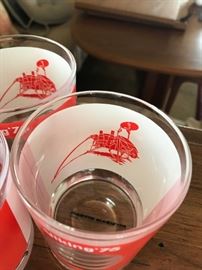 #32	Viking 75 drinking  glasses red white set of 5 	 $25.00 
