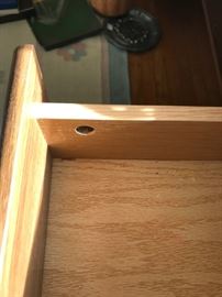 #41	wood front desk w 5 drawers 59x19x28	 $75.00 
