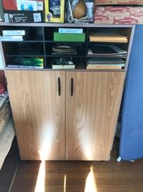 #47	laminate cabinet w 2 doors and organizing shelves 30x12x34	 $65.00 
