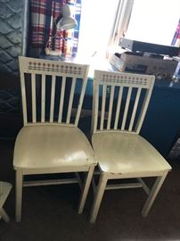 #53	(2) cream painted wood dining chairs @ 30 ea.	 $60.00 
