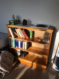 #76	wood bookcase w 3 shelves 37x11x36	 $75.00 
