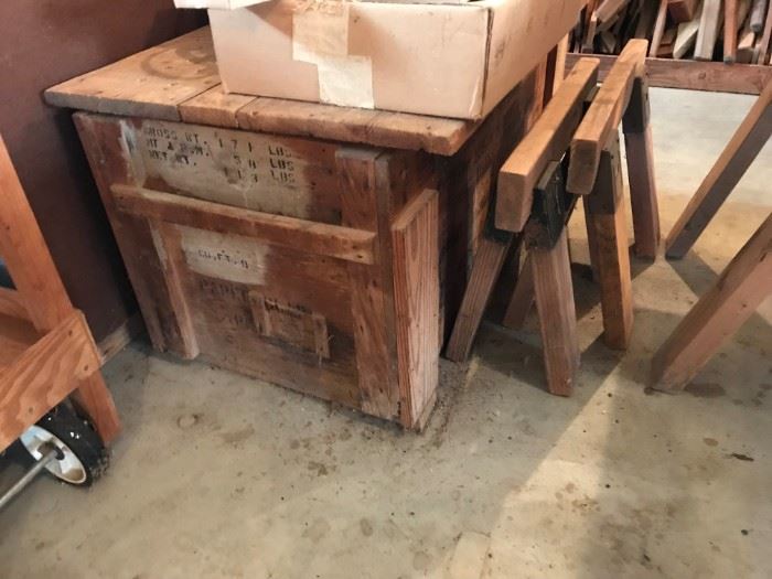 #100	Wood Box Crate (made into work bench)  38x25x21	 $35.00 

