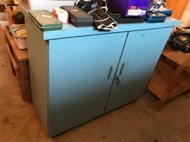#109	Blue Painted Wood Cabinet  361Hx43Wx17D	 $50.00 
