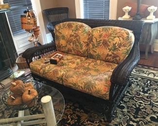 Black wicker love seat