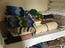 linens!!, bed covers, table linens and afghans