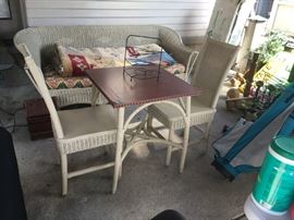 Wicker table with 2 chairs