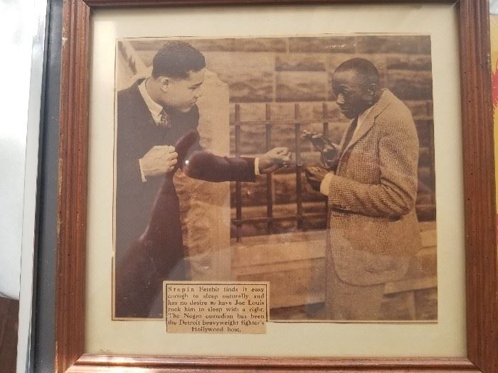 Joe Lewis and Stepin Fetchit newspaper article & photo