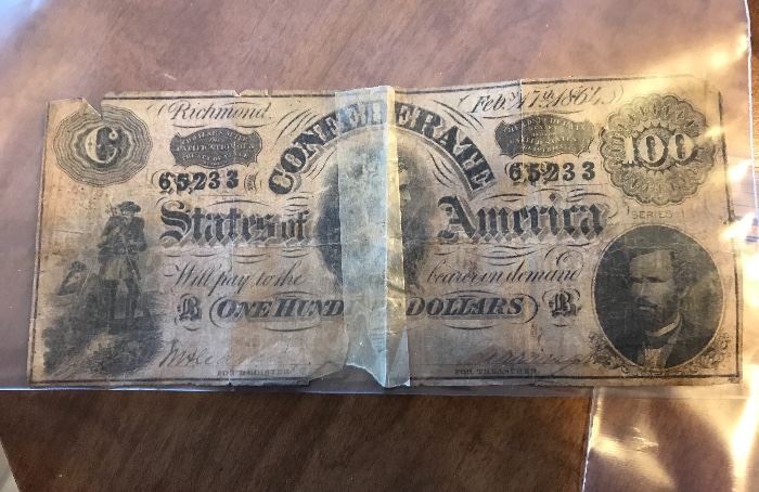 1864 Confederate $100 Bill