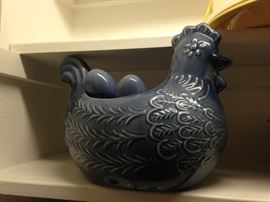 Blue decorative hen