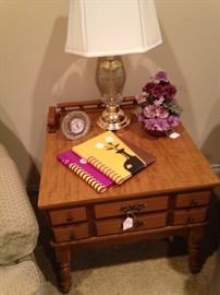 Two drawer end table; one of several lamps