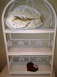 White wicker shelf