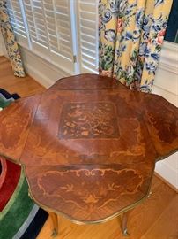 4 sided drop leaf table with inlay