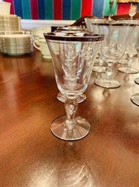 Vintage early 1960's...Crystal stemware with silver trim...excellent condition...water, wine, champagne/sherbet