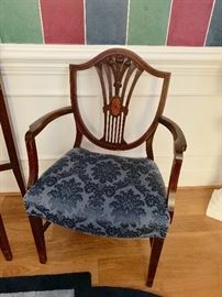 2 arm and 4 side shield back dining room chairs-