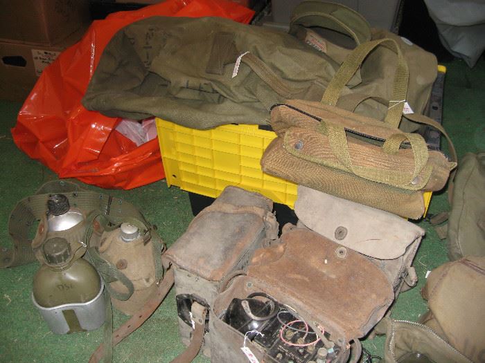 WWII Field Radios, Canteens and Bags