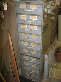 Multiple metal cabinets of different sizes.